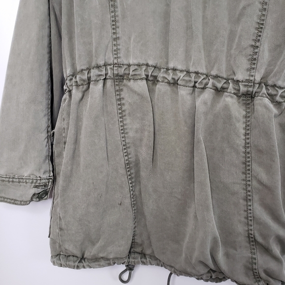 American Eagle Olive Green Utility Jacket Hide Away Hood Pockets Size S… - Picture 6 of 15